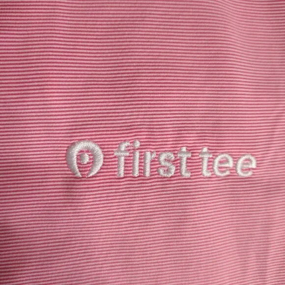 FJ Footjoy Shirt Womens Medium Pink White Striped Golf Polo First Tee PGA TOUR - Picture 4 of 11